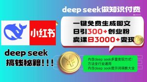 （14323期）Deep seek 一键免费生成小红书图文日引300+创业粉，日变现3000+教程！…-泰戈创艺资源库
