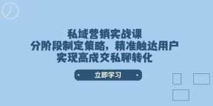 私域营销实战课,分阶段制定策略,精准触达用户,实现高成交私聊转化-泰戈创艺资源库