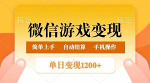 (14290期)微信游戏变现玩法,单日最低500+,轻松日入800+,简单易操作-泰戈创艺资源库