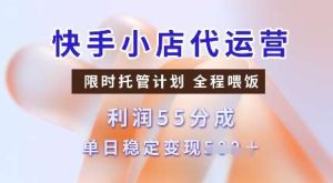 快手小店代运营，限时托管计划，收益55分，单日稳定变现多张【揭秘】-泰戈创艺资源库