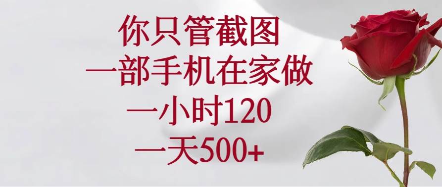 （14248期）你只管截图，一部手机在家做，一小时120，一天500+-泰戈创艺资源库