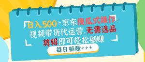 （14123期）日入500+京东傻瓜式操作，视频带货代运营，无需选品剪辑即可轻松躺赚-泰戈创艺资源库