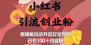 小红书引流创业粉，新模板玩法并且安全导流，日引100+创业粉-泰戈创艺资源库