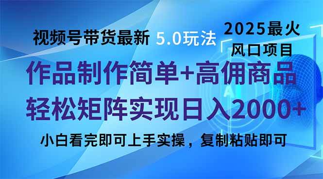 （14191期）视频号带货最新5.0玩法，作品制作简单，当天起号，复制粘贴，轻松矩阵…-泰戈创艺资源库