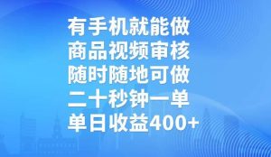 (14446期)有手机就能做,商品视频审核,随时随地可做,二十秒钟一单,单日收益400+-泰戈创艺资源库