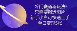 冷门赛道新玩法,只需要搬运图片,新手小白可快速上手,单日变现多张-泰戈创艺资源库