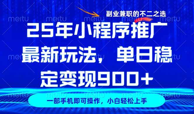 （14550期）25年小程序推广最新玩法，稳定日入900 ，副业兼职的不二之选-泰戈创艺资源库