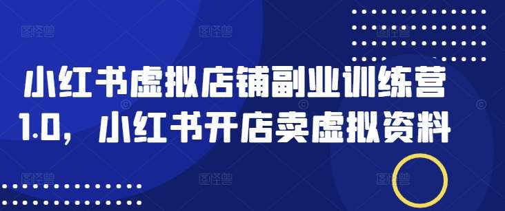 小红书虚拟店铺副业训练营1.0，小红书开店卖虚拟资料-泰戈创艺资源库