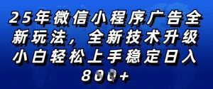 2025年微信小程序全新玩法纯小白易上手，稳定日入多张，技术全新升级，全网首发【揭秘】-泰戈创艺资源库