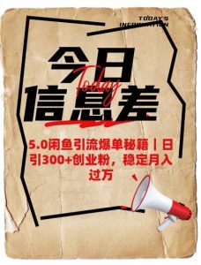 5.0闲鱼引流爆单秘籍，日引300+创业粉，稳定月入过W-泰戈创艺资源库