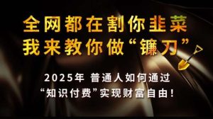 全网都在割你韭菜,我来教你做镰刀,2025普通人如何通过知识付费,实现财F自由【揭秘】-泰戈创艺资源库