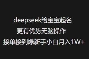 deepseek给宝宝起名更有优势无脑操作接单接到爆新手小白月入1W+-泰戈创艺资源库