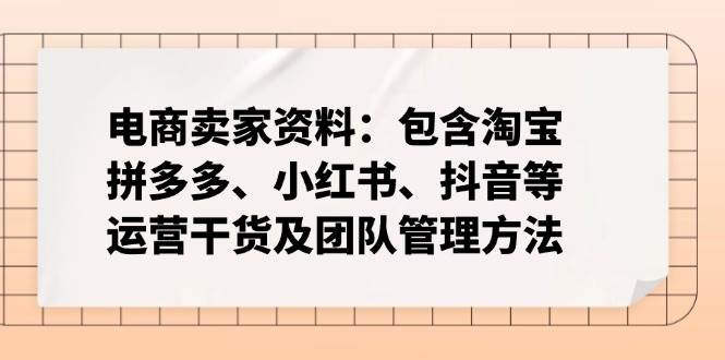 （14354期）电商卖家资料：包含淘宝、拼多多、小红书、抖音等运营干货及团队管理方法-泰戈创艺资源库