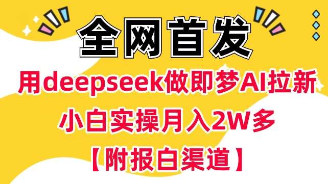 用deepseek做即梦Ai拉新 小白实操月入过W+【附报白渠道】-泰戈创艺资源库