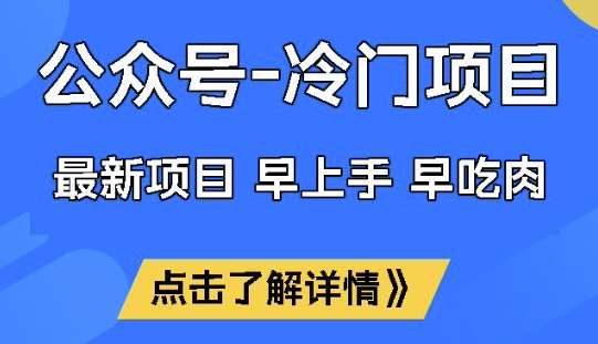 公众号冷门赛道，早上手早吃肉，单月轻松稳定变现1W【揭秘】-泰戈创艺资源库