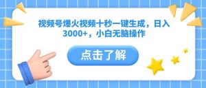（14507期）视频号爆火视频十秒一键生成，日入3000+，小白无脑操作-泰戈创艺资源库