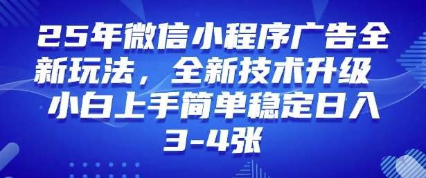 2025年微信小程序最新玩法纯小白易上手，稳定日入多张，技术全新升级【揭秘】-泰戈创艺资源库