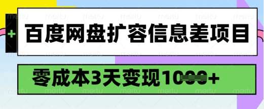 百度网盘扩容信息差项目，零成本，3天变现1k，详细实操流程-泰戈创艺资源库