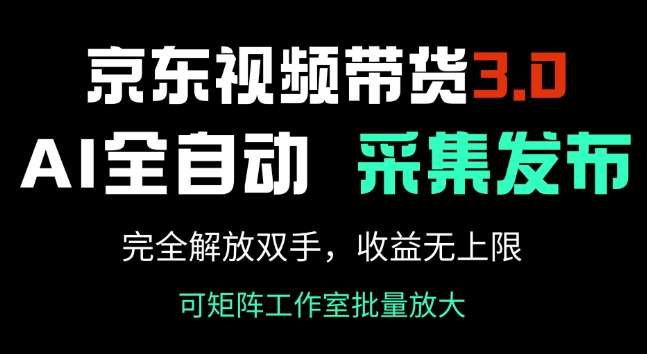 京东视频带货3.0，Ai全自动采集+自动发布，完全解放双手，收入无上限-泰戈创艺资源库