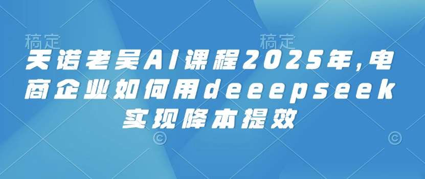 天诺老吴AI课程2025年，电商企业如何用deeepseek实现降本提效-泰戈创艺资源库