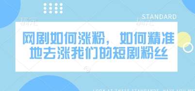 网剧如何涨粉，如何精准地去涨我们的短剧粉丝-泰戈创艺资源库