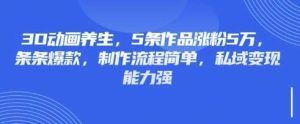 3D动画养生，5条作品涨粉5万，条条爆款，制作流程简单，私域变现能力强-泰戈创艺资源库