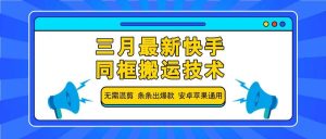 三月最新快手同框搬运技术,无需混剪 条条出爆款 安卓苹果通用-泰戈创艺资源库
