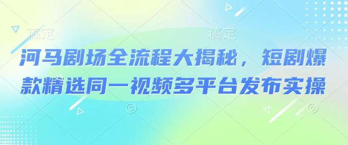 河马剧场全流程大揭秘，短剧爆款精选同一视频多平台发布实操-泰戈创艺资源库