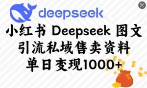 小红书Deepseek图文引流私域售卖资料,单日变现多张-泰戈创艺资源库
