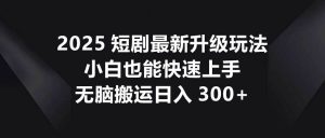 2025短剧最新升级玩法，小白也能快速上手，无脑搬运日入300+-泰戈创艺资源库
