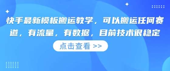 快手最新模板搬运教学，可以搬运任何赛道，有流量，有数据，目前技术很稳定-泰戈创艺资源库