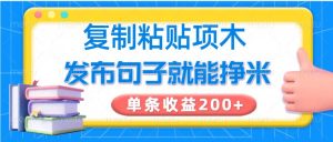 复制粘贴小项目,发布句子就能赚米,单条收益200+-泰戈创艺资源库