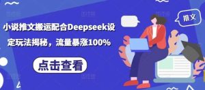 小说推文搬运配合Deepseek设定玩法揭秘，流量暴涨100%-泰戈创艺资源库
