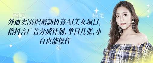 外面卖398最新抖音AI美女项目，撸抖音广告分成计划，单日几张，小白也能操作-泰戈创艺资源库
