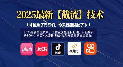 2025最新截流技术，工作室实操迭代打法，日轻松引粉300+，抖音+小红书+B站+视频号流量实操全流程-泰戈创艺资源库