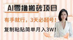 (14134期)AI零撸搬砖项目玩法,有手就行,3天必起号,复制粘贴简单月入3W!-泰戈创艺资源库