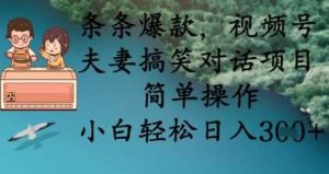 条条爆款，视频号夫妻搞笑对话项目，简单操作，小白轻松日入3张+-泰戈创艺资源库
