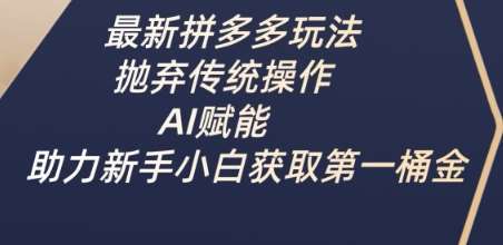 最新拼多多玩法，抛弃传统操作，AI赋能，助力新手小白获取第一桶金-泰戈创艺资源库