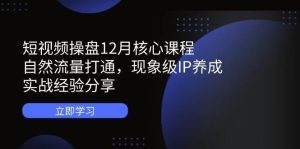 短视频操盘12月核心课程:自然流量打通,现象级IP养成,实战经验分享-泰戈创艺资源库