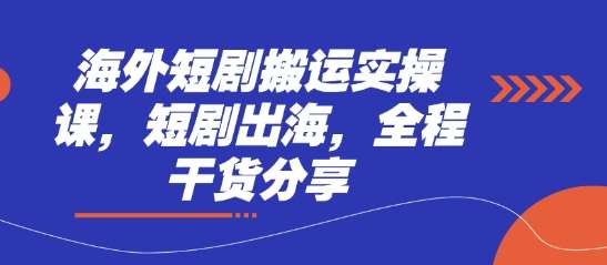 海外短剧搬运实操课，短剧出海，全程干货分享-泰戈创艺资源库