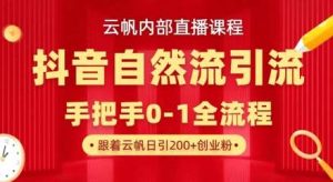 【云帆内部直播课】抖音最新自然模版引流玩法，单号单日引300+精准创业粉-泰戈创艺资源库
