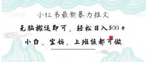 (14251期)小红书暴力推文,小白宝妈均可做,日入300+-泰戈创艺资源库