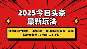 （14306期）2025今日头条最新玩法，借助AI暴力掘金，轻松起号，两日即可见收益，可…-泰戈创艺资源库