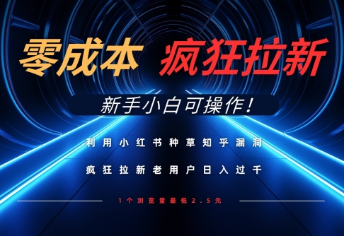 利用小红书种草知乎漏洞，零成本疯狂拉新日入数张，新手小白可操作-泰戈创艺资源库