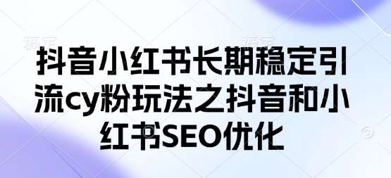 抖音小红书长期稳定引流cy粉玩法之抖音和小红书SEO优化-泰戈创艺资源库