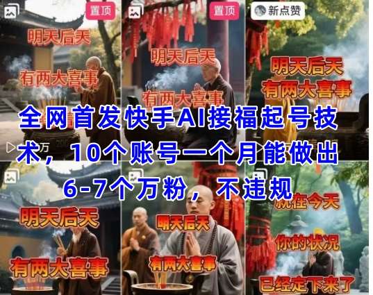 全网首发快手AI接福起号涨粉技术，10个账号一个月能做出6-7个万粉，不违规-泰戈创艺资源库