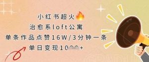 小红书超火的治愈系loft公寓,单条作品点赞16W,3分钟一条,单日变现数张-泰戈创艺资源库