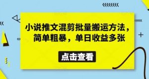 小说推文混剪批量搬运方法,简单粗暴,单日收益多张-泰戈创艺资源库