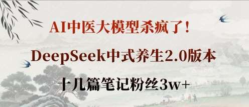 AI中医大模型杀疯了！DeepSeek中式养生2.0版本，十几篇笔记粉丝3w+-泰戈创艺资源库