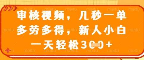 最新审核视频，几秒一单，多劳多得，新人小白一天轻松3张【揭秘】-泰戈创艺资源库